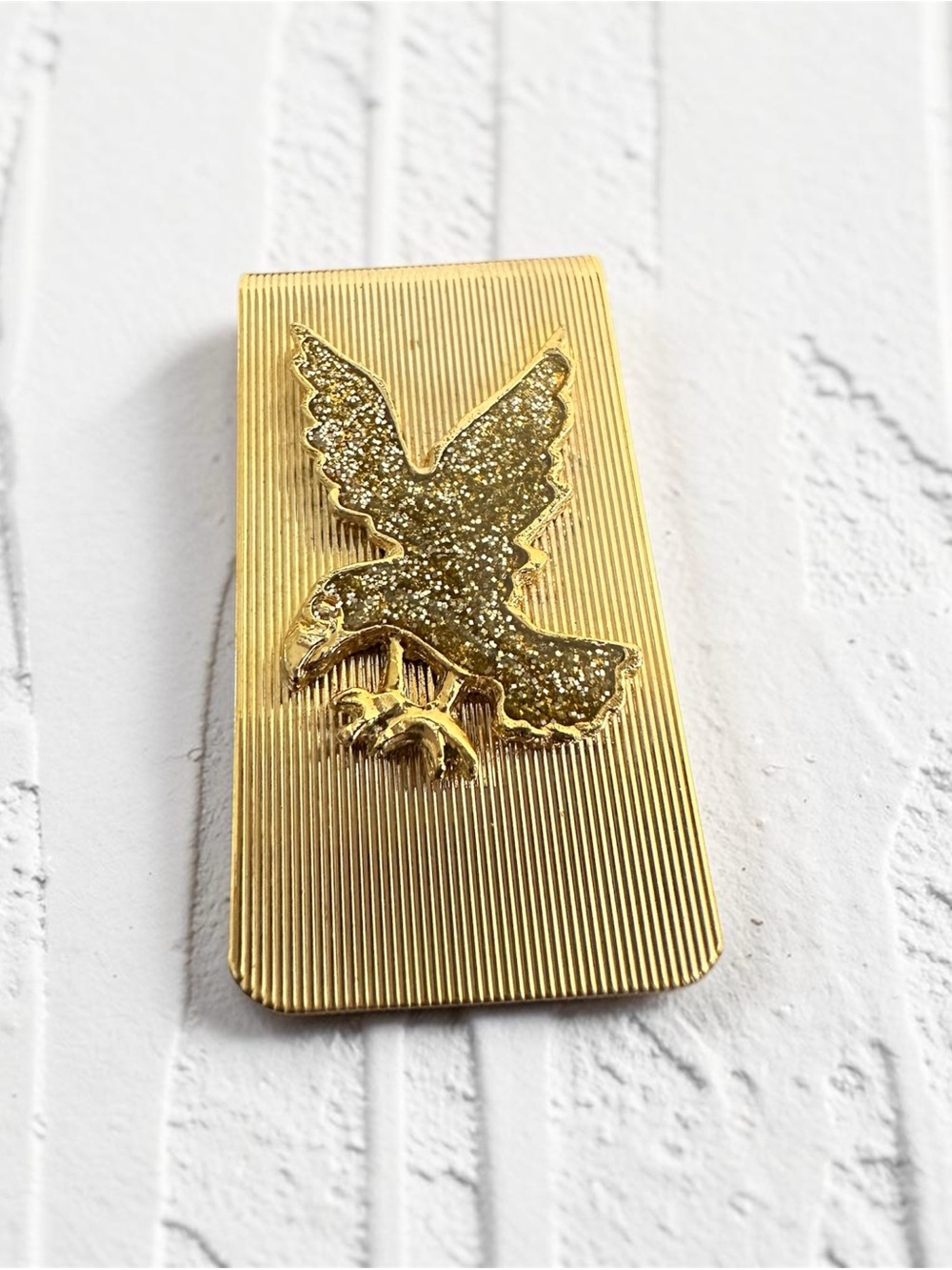 Vintage Gold-Tone Textured Eagle Money Clip